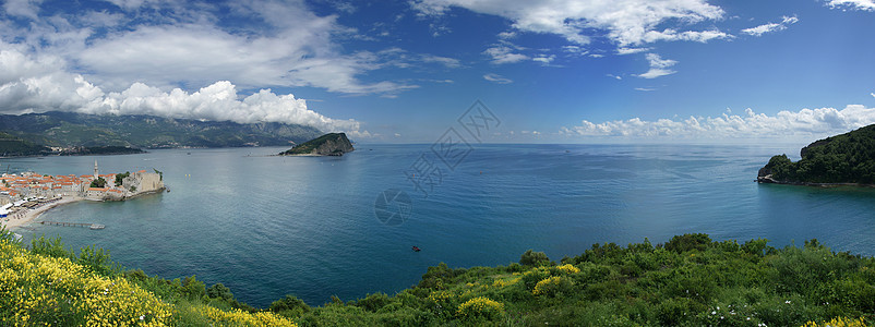 地中海海边全景图片