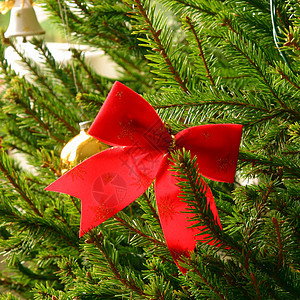 圣诞丝带 绿色的 装饰风格 红色的 装饰品图片