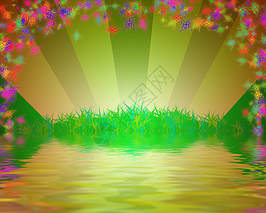 卡片 反射 假期 横梁 小花 花 绿色的背景图片