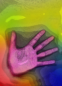 手掌 蓝色的 绿色的 按摩 辉光 灵魂 治疗的图片