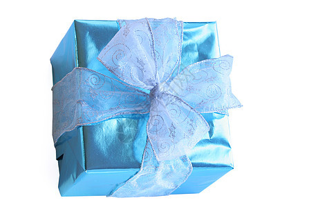 带丝带的优美蓝色礼物 展示 生日 漂亮的背景图片