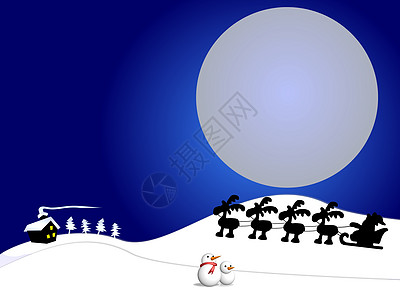 圣诞节现场 快活的 圣诞老人 雪花 雪 星星背景图片