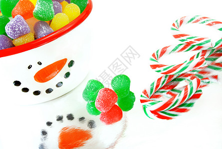 圣诞糖果 盘子 甜的 绿色的 薄荷 糖果棒 香料 食物背景图片