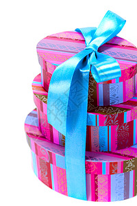 彩色全彩礼品盒金字塔 丝带 惊喜 堆积 圣诞节 生日图片