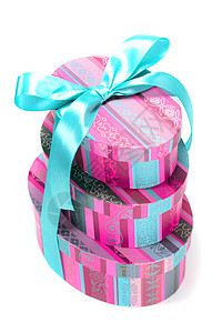 彩色全彩礼品盒金字塔 庆典 粉色的 生日 假期 有条纹的图片