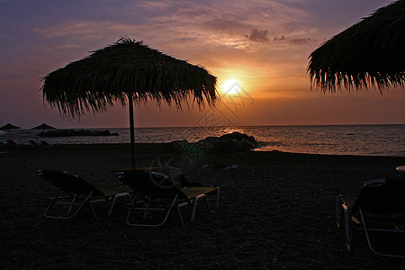 海滩上的日落 水 欧洲 旅行 岛 日出 希腊图片