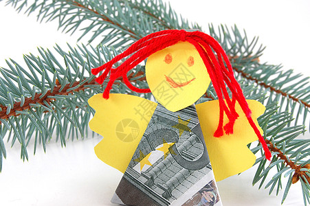 由钱造的天使 发薪日 运气 圣诞老人 货币 幸运的 冬天 假期图片