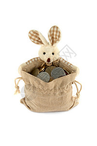 复活节兔子和一整袋硬币图片