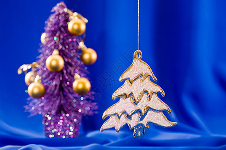圣诞节 fir 装饰品 金的 假期 庆典背景图片