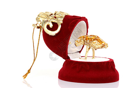 首饰框 钻石反射 戒指 盒子 红色的 时尚 红宝石 金子 奢华图片