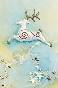 圣诞节装饰 庆典 星星 鹿 花环 蓝色的背景图片