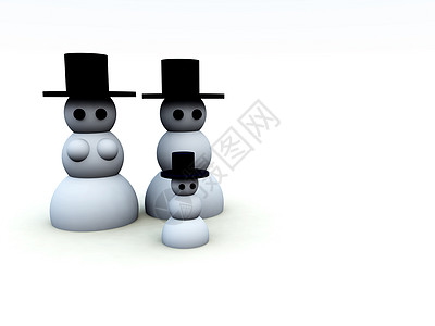 雪人家庭 寒冷的 季节性的 假期 礼帽 雪孩子 冬天 圣诞节 雪女图片