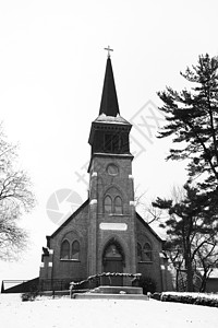 黑人和白人旧乡村教会 白色的 国家 宗教的 云 地标图片