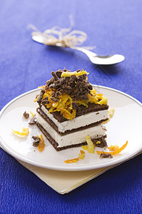 巧克力蛋糕 橙色和紫丁 快乐的 食物 糕点 餐厅 假期图片