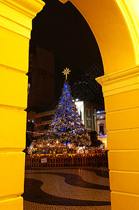 澳门Senado市Largo的圣诞树图片