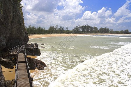 特雷engganu沿海海滩 树 假期 支撑 旅游图片