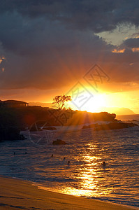 日落海滩夏威夷火奴鲁鲁图片