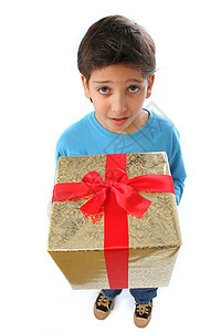有圣诞礼物的男孩 喜悦 十二月 红色的 庆祝 金子图片