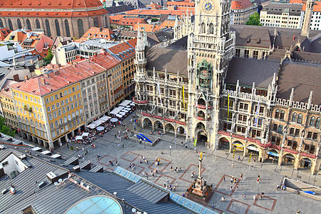 慕尼黑市中心的空中观察 游客 欧洲 建筑学 屋顶 圣母教堂图片