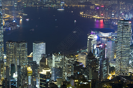 晚上在香港 高的 城市景观 美丽 假期 经济 玻璃图片