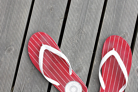 翻翻浮 凉鞋 太阳 木制的 红色的 花 海 装饰品 乐趣图片