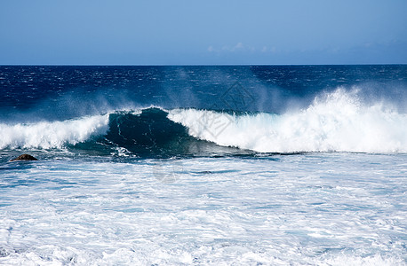 夏威夷海岸外的撞毁波浪图片