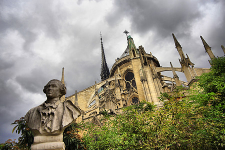 巴黎圣母院 欧洲 尖塔 卡罗 云 晚上 旅游 水 夏天图片