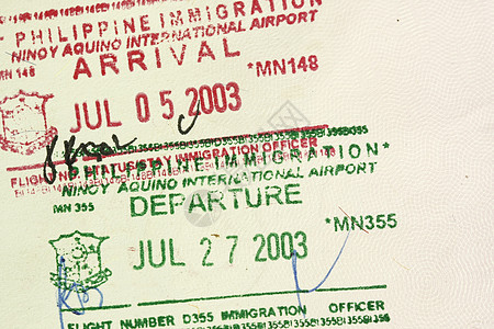 抵达出境签证章图片