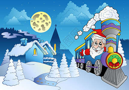 小村庄附近的火车上圣诞老人图片