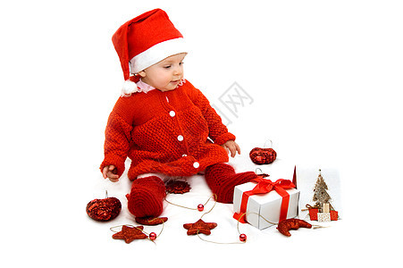 圣诞小帮手 红色的 展示 童年 球 孩子 甜的 玩具图片