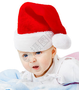 戴着圣诞帽子的婴儿图片