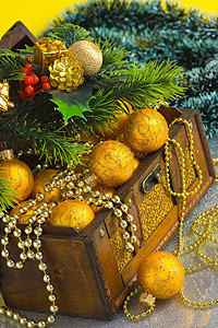 新年快乐 明信片 祝贺 装饰品 树 玩具 圣诞节背景图片
