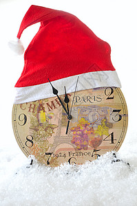 圣诞节时钟 快乐的 元旦 数字 小时 冬天 雪花 传统图片