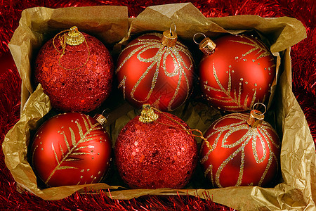 盒装的圣诞节球 传统的 作品 季节性的 喜庆 传统 点缀图片