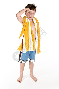 海滩男孩 沙滩巾 隔离在白色 冲浪 闲暇 男孩们 孩子 男生图片