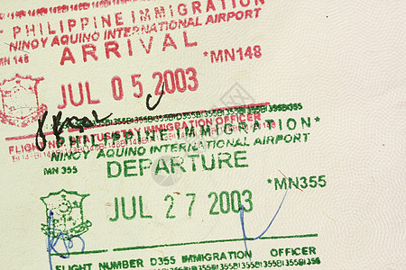 抵达离境护照印章旅行高清图片素材