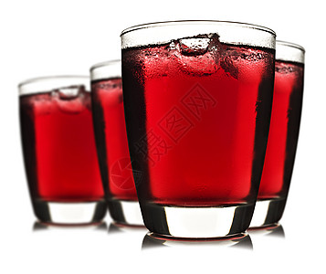 四杯红果汁 加冰 透明的 玻璃 健康 赤霞珠 派对 食物图片
