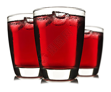 三杯红果汁 加冰 葡萄 饮食 饮料 酒吧 健康 水晶图片