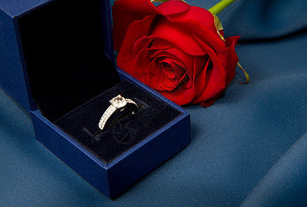 玫瑰和礼品盒 丝带 钻石 盒子 问候语 戒指 情人节图片