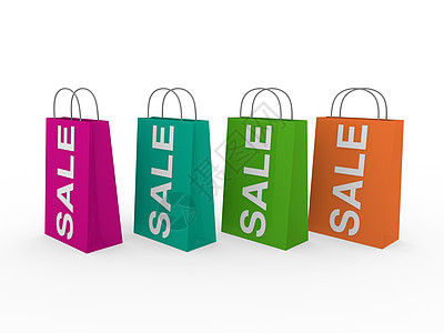 3d销售袋彩色 购物 折扣 包 市场 纸 紫色的图片