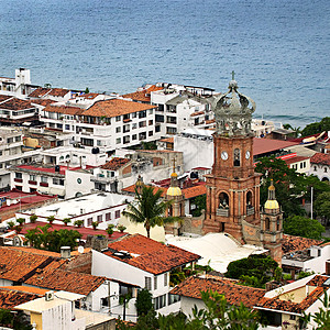 墨西哥巴亚尔塔港 海洋 城市景观 家园 旅行 大教堂 热带图片