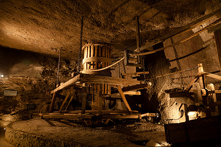 Wieliczka 盐矿 旅游 长的 欧洲 电缆图片