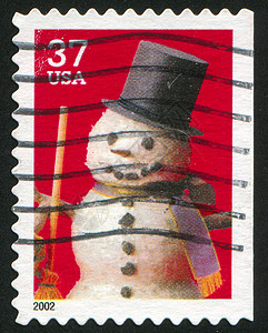 雪人 好玩的 滚雪球 美国 卡片 假期 2年 围巾 复古的背景图片