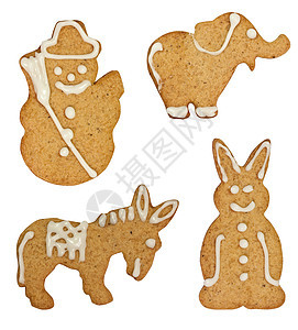 姜饼饼干 糖 冬天 结霜 舒适 香料 兔子 小吃图片