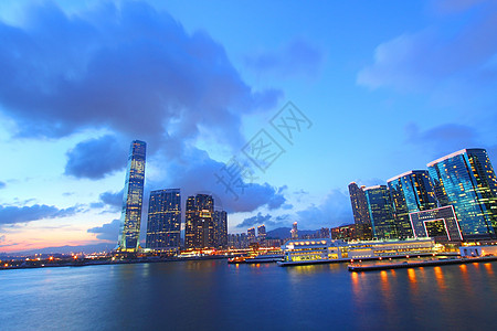 九龙区香港日落风景 高的 城市景观 旅行 商业 中国图片