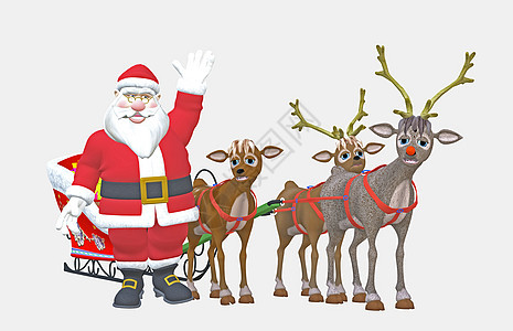 Santa和驯鹿背景图片