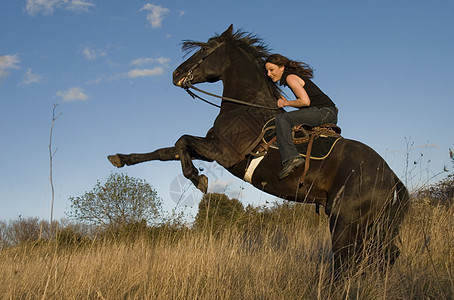 饲养种马和女童 微笑 危险 假期 骑马 朋友图片