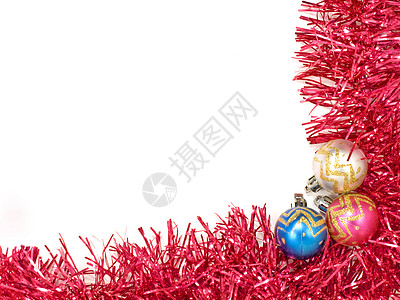 多彩的圣诞节球和红装饰图片