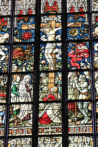 古教堂的彩色玻璃窗 教会 新教 欧洲 基督 宗教 窗户背景图片