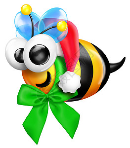 带圣诞帽子的Whimsicic 卡通蜜蜂图片